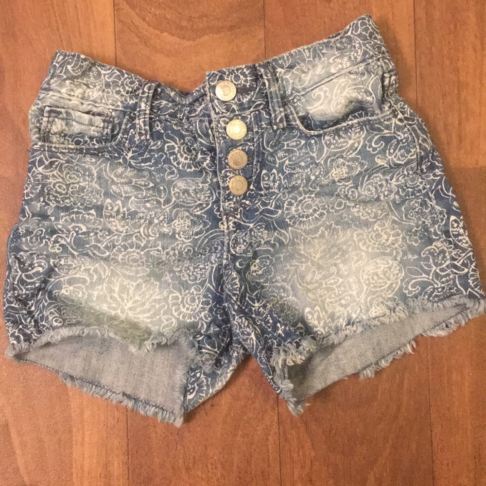 Paisley denim jean shorts
